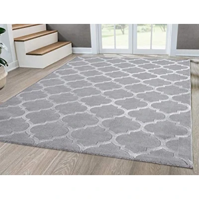 Imagen de Mia&#039;s Teppiche Anna Alfombra Moderna para salón, Pelo Corto, 12 mm, Poliéster, Gray Design 1, 80 x 150 cm
