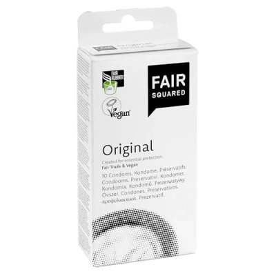 Imagen de FAIR SQUARED preservativos 8/10 piezas veganos climáticamente neutros hechos de caucho natural comercio justo ultra suaves (Original)