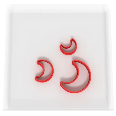 Imagen de JUST CUTTERS Cortadores en forma de luna Mini/pequeño cortador plástico para hornear, fondant, arcilla, pastelería, glaseado, joyas (1,5 cm + 2 3 cm)