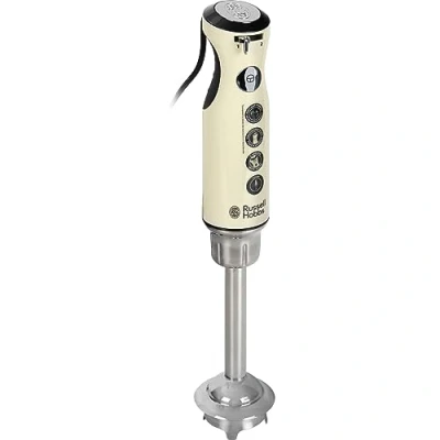 Imagen de Russell Hobbs Batidora de Mano Retro Cuchillas Acero Inoxidable, Vaso 1L, 2 Velocidades, Piezas Lavables en Lavavajillas, sin BPA, Diseño Retro, Asa Ergonómica Tacto Suave, Crema 25232 56