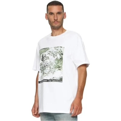 Imagen de Upscale by Mister Tee RAGE Against THE Machine Oversize Camiseta estampada, Hombre, Talla: Large, White