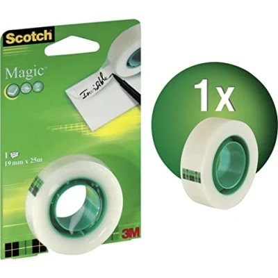Imagen de Scotch Cinta Mágica 1 Rollo de 19 mm x 25 m Adhesiva Uso General para Reparación, Etiquetado y Sellado Paquetes Documentos