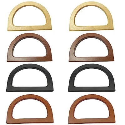 Imagen de Nizirioo 8 asas de madera para bolsas: mango en forma D, 12 x 8,5 cm, repuesto manualidades, bolsos, bolsas compras, bolso playa hecho a mano