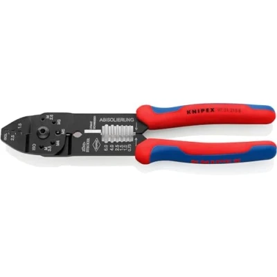 Imagen de Knipex Alicate para crimpar terminales negro, lacado, con fundas multicomponentes 230 mm 97 21 215 B