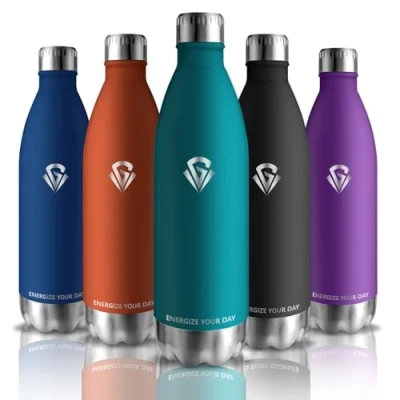 Imagen de Grsta Botella Agua Acero Inoxidable, 1 litro sin BPA, Reutilizable a Prueba de Fugas, Gimnasio, para Senderismo, Yoga, Correr, Cámping, Verde Oscuro