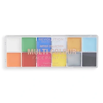 Imagen de Makeup Revolution London, Colección Artística, Bandeja de Pinturas Faciales, Intensamente Pigmentadas, Fórmula Difuminable, 12 Tonos Cremosos, x 2.7g