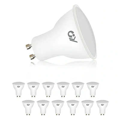 Imagen de GY Bombilla LED GU10 6W 450LM 6500K Blanco Frío, 110 Ángulo de haz, Mate, No Regulable, Bajo Consumo Aptas para Iluminación Carril y Casas Empotradas, Pack 12