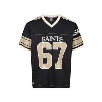 Imagen de Recovered New Orleans Saints Black NFL Oversized Jersey Trikot Mesh Relaxed Top