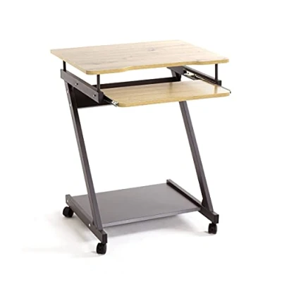 Imagen de HAKU Möbel Mesa de ordenador con ruedas antracita, roble, MDF, metal Dim.: AN 60 cm x AL 76 P 49 cm, Estilo: Moderno
