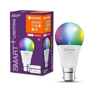 Imagen de LEDVANCE Smart+ Lampe mit ZigBee Technologie, 9W, A60, matt, Sockel B22D, Lichtfarbe RGBW einstellbar, 806lm, 1er Pack