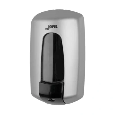 Imagen de Jofel Dosificador de Jabón Líquido para Pared, Recargable con Capacidad 0.9L, Dispensador Baño Rellenable, Válvula Anticorrosión y Antigoteo, Carcasa ABS, Aitana AC70300, Silver
