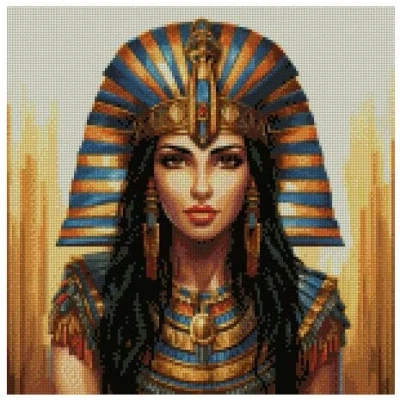 Imagen de Cleopatra Kit de punto cruz algodón contado, 100 % algodón, 14 unidades, 150 x puntos, 26 cm, estilo antiguo Egipto