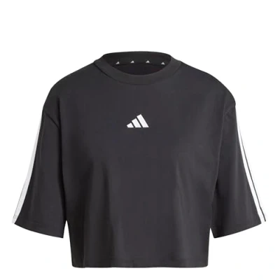 Imagen de adidas Mujer Essentials 3 Stripes Cotton Loose T Shirt, Black/White, XS