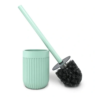 Imagen de Nadi Collection Escobilla de baño WC Inodoro Resina Verde Menta Mate Serie Urban Cepillo Negro Desmontable 9.4cm ∅ x 35.5 cm Alto (Menta)