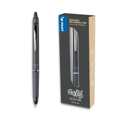 Imagen de PILOT Frixion Ball Zone Gris en caja regalo Bolígrafo retráctil borrable de primera calidad con Tinta rollerball recargable y ergonómico negra Punta Media