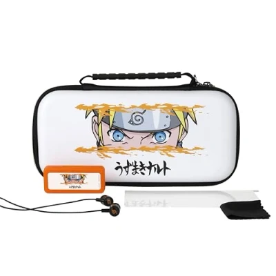 Imagen de Konix Naruto Shippuden Pack de Accesorios Juego Starter Kit para Nintendo Switch, Switch Lite y OLED Funda Estuche Vidrio Templado Auriculares