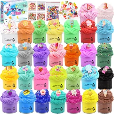Imagen de Amzeeniu Paquete de 30 Mini Limo Mantequilla, Slime Kit con Tipo Decoraciones Helados Dulces Juguetes súper elásticos Masilla Perfumada para favores Fiesta