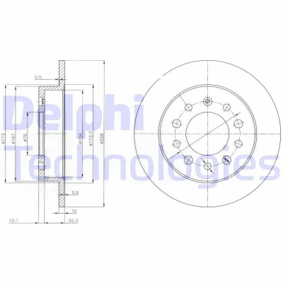 Imagen de DELPHI BG3862 Disco de freno 258 10 5 macizo aceitado sin procesar cojinete rueda, anillo sensor ABS HYUNDAI: Coupe II, Tiburon Coupé
