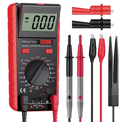 Imagen de Proster Medidor de Resistencia Inductancia la Capacitancia Digital LCR con Batería Bolsa Pinza Caiman Herramienta electrica Medición Rojo