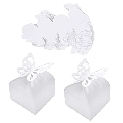 Imagen de Cajas de Regalo para Bodas, 50 Piezas Papel Regalo, Recuerdos Boda, Caramelos Comunion, Mariposas, Fiesta, Bautizo, Cumpleaños, Graduación