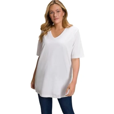 Imagen de Ulla Popken Camisetas básicas en V para Mujer, Blanco Nieve., 68 ES/70 ES