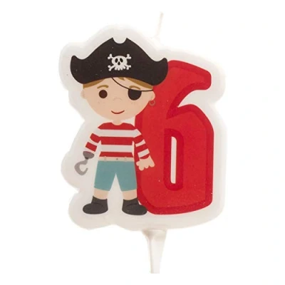 Imagen de Dekora Vela de Cumpleaños 2D Pirata para Tartas Infantiles Numero 6