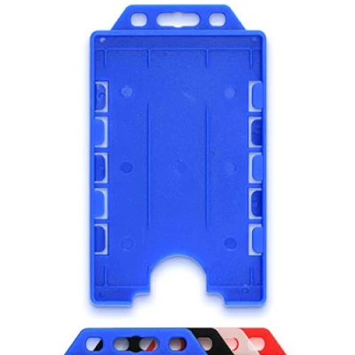 Imagen de CKB LTD Soporte vertical de doble cara tarjetas identificación protector plástico para dos 86 mm 54 tamaño tarjeta crédito CR80, color azul juego 10