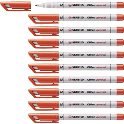 Imagen de Stabilo OHpen Rotuladores de retroproyección (tinta soluble, punta superfina, 1 mm, 10 unidades), color rojo