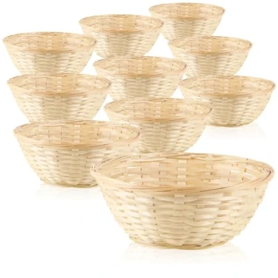 Imagen de com four® 10x Canasta de Rafia en Color Natural para Decoración Pascua Huevos (Cesta Bast 10 Piezas)