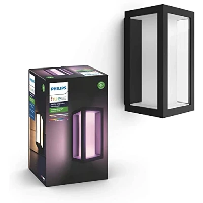 Imagen de Philips Hue Impress Aplique exterior negro LED inteligente, luz blanca y de colores, compatible con Amazon Alexa, Apple HomeKit Google Assistant