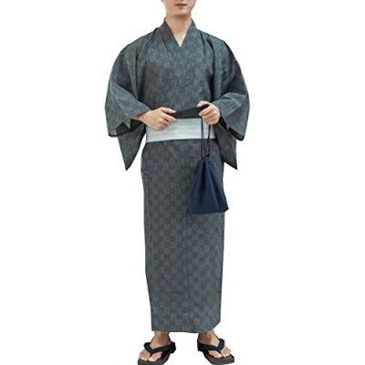 Imagen de Kimono japonés para Hombre Yukata Inicio Pijama Bata Talla L D1