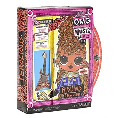 Imagen de L.O.L. Surprise! LOL Surprise OMG Remix Rock Muñeca FEROCIOUS 15 sorpresas que incluyen bajo, vestido, zapatos, cepillo, soporte para muñecas, letras y paquete de tocadiscos Edad: 4+