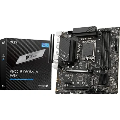 Imagen de Msi Pro B760M A Wi Fi Placa Base Compatible con Intel Core de 12a y 13a Generación, LGA 1700, Micro ATX, 6E, DDR4
