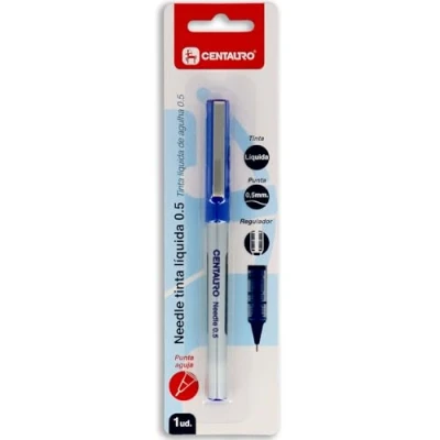 Imagen de Centauro Boligrafo Punta Aguja, Needle 0,5mm, Tinta Líquida, Color Azul, Gran Presición, Trazo Fino, Menos Presión al Escribir, Perfecto como Material Escolar