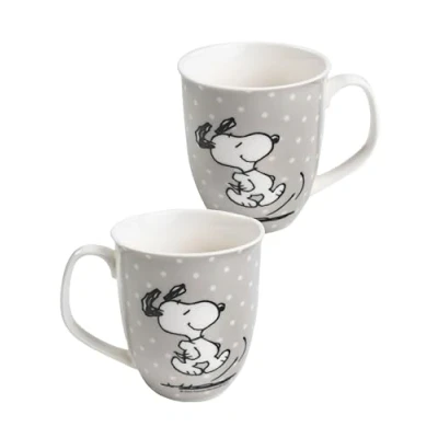 Imagen de United Labels The Peanuts Snoopy Taza (cerámica, 280 ml), diseño de lunares, color gris