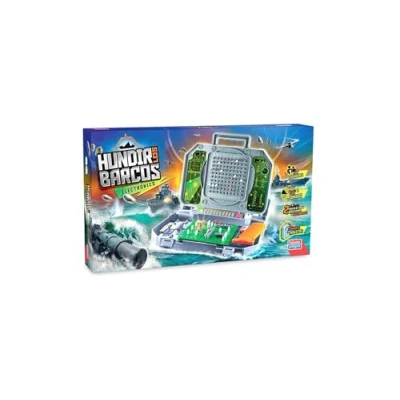 Imagen de Falomir Hundir los Barcos Electrónico Juego de Mesa Sonidos Explosiones Modo Rápido Voz y Luz Transformable en Maletín (Edad 6), Multicolor (1)