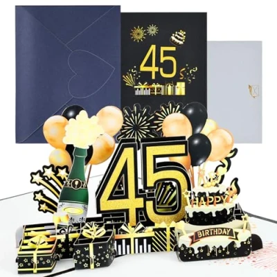Imagen de joyoldelf Tarjeta Felicitacion 45 Cumpleaños Pop Up Tarjetas Cumpleaño Personalizada 3D, Regalos Divertidos Hombre NiñA, Incluye Sobre, Ideal Para Padre, Madre, Amigo, Novio, Novia