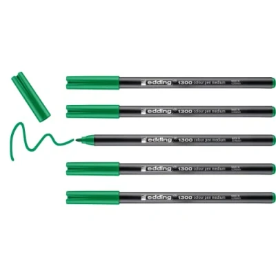 Imagen de edding 1300 rotulador de color trazo medio verde pálido x5 punta redondeada 2 mm para dibujar y escribir el colegio, mandalas, Bullet Journals