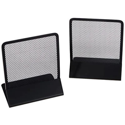 Imagen de Relaxdays Set de Dos sujetalibros, Soporte para Libros, CDs y DVDs, Negro, 16,5 x 13 10,5 cm