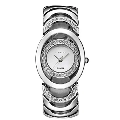 Imagen de RORIOS Moda Mujer Relojes de Pulsera Dial Simulado Diamante Acero Inoxidable Reloj Dama