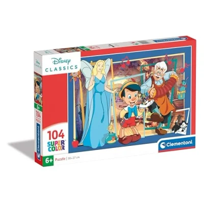 Imagen de Clementoni Disney Classic Pinocchio Supercolor Puzzle Infantil De 104 Piezas, para Niños 6 8 Años, Desarrolla La Concentraciòn Mentàl Y Logica, 25756, Multicolor