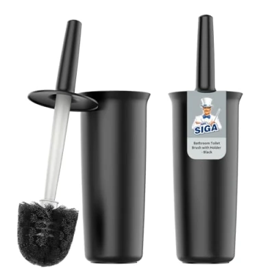 Imagen de MR.SIGA Cepillo y Soporte para Inodoro baño, Paquete de 2 Negro