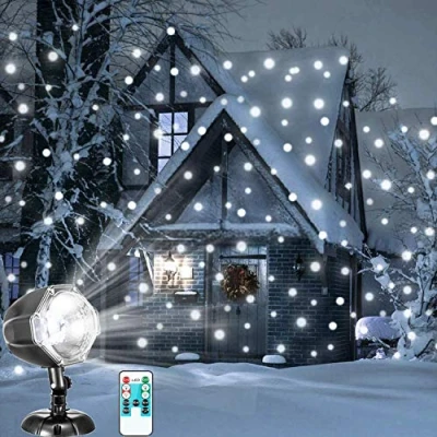 Imagen de LED Nevadas Luz Control remoto Navidad nieve Caída Noche Proyector Luces Copo de blanco Ráfagas Foco giratorio Exterior Paisaje interior Iluminación decorativa para bodas Cumpleaños Año Nuevo