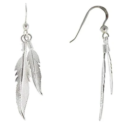 Imagen de LES POULETTES BIJOUX Pendientes de Plata Dos Plumas