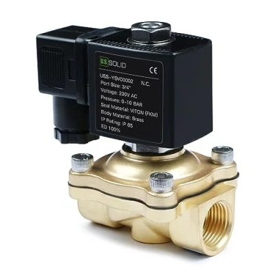 Imagen de U.S. Solid Solenoid Valve válvula solenoide de latón G 1/2&quot; 230 V CA sin corriente NC 0 10 bar, agua eléctrica para agua, aire, diésel, queroseno, gasolina