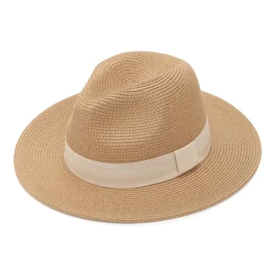 Imagen de DRESHOW Mujeres Sombrero de Panamá Sombreros Paja Verano Playa Fedora ala Ancha UPF 50+