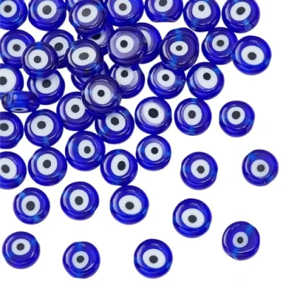 Imagen de NBEADS 1 Cadena (Aproximadamente 51 Piezas) Plana Redonda Hecha A Mano con Cuentas Espaciadoras para Pulseras Y Collares, Azul
