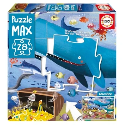 Imagen de Educa Puzzle MAX Infantil con una Divertida Imagen de Animales bajo el Mar. 28 Piezas Grandes, fáciles manipular y Encajar. Ideal para Montar en Suelo. (19956)