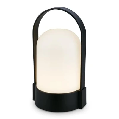 Imagen de Briloner lámpara de mesa LED inalámbrica IP44, táctil, regulable, batería reemplazable, noche, lectura, LED, camping, batería, exterior, 9x8x15,5 cm, negra
