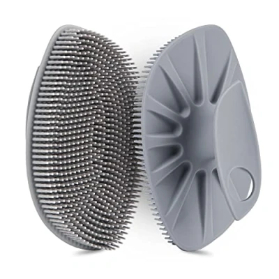 Imagen de HieerBus Cepillo de ducha plano silicona, exfoliante suave y masaje, espuma bien más higiénico que la lufa tradicional (3rd gray)